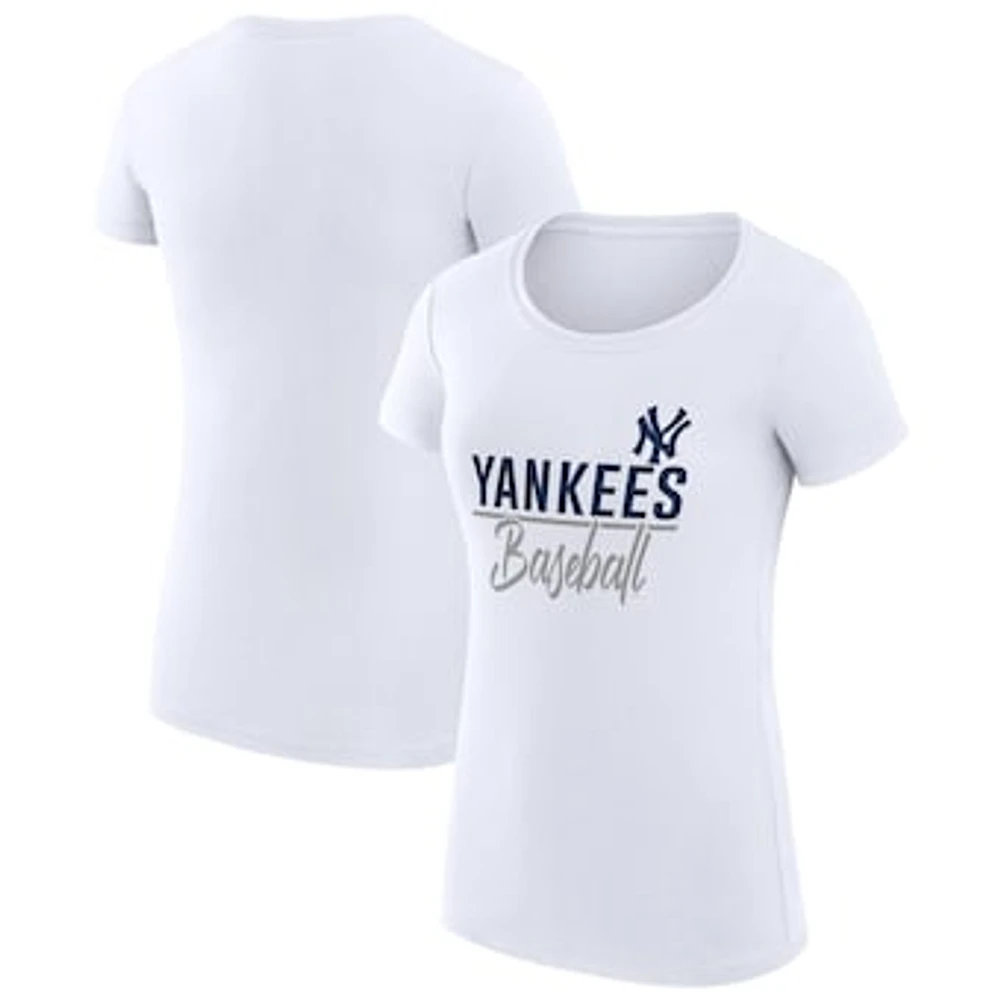 Women's G-III 4Her by Carl Banks White New York Yankees Super-Slim Fit Lightweight Team Graphic T-Shirt