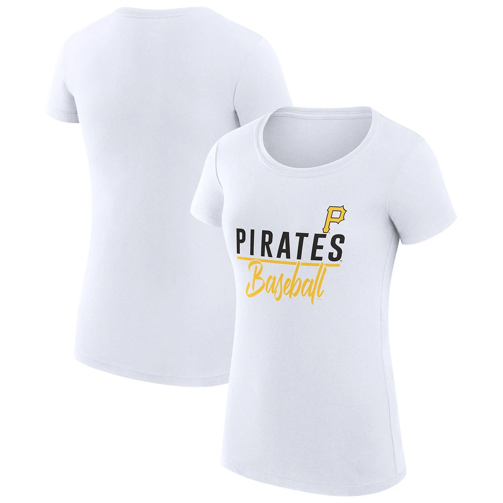 Women's G-III 4Her by Carl Banks White Pittsburgh Pirates Super-Slim Fit Lightweight Team Graphic T-Shirt