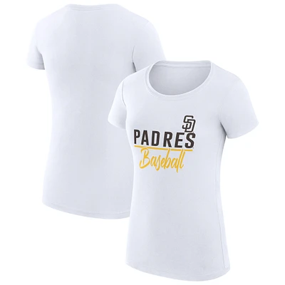 Women's G-III 4Her by Carl Banks White San Diego Padres Super-Slim Fit Lightweight Team Graphic T-Shirt