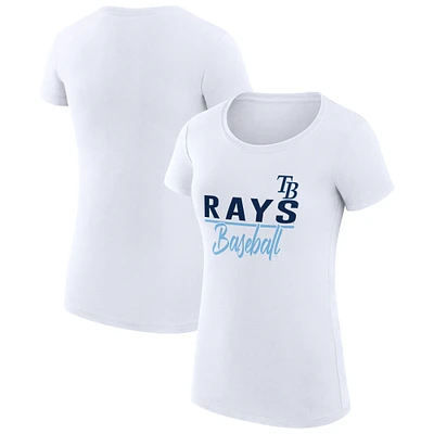 Women's G-III 4Her by Carl Banks White Tampa Bay Rays Super-Slim Fit Lightweight Team Graphic T-Shirt