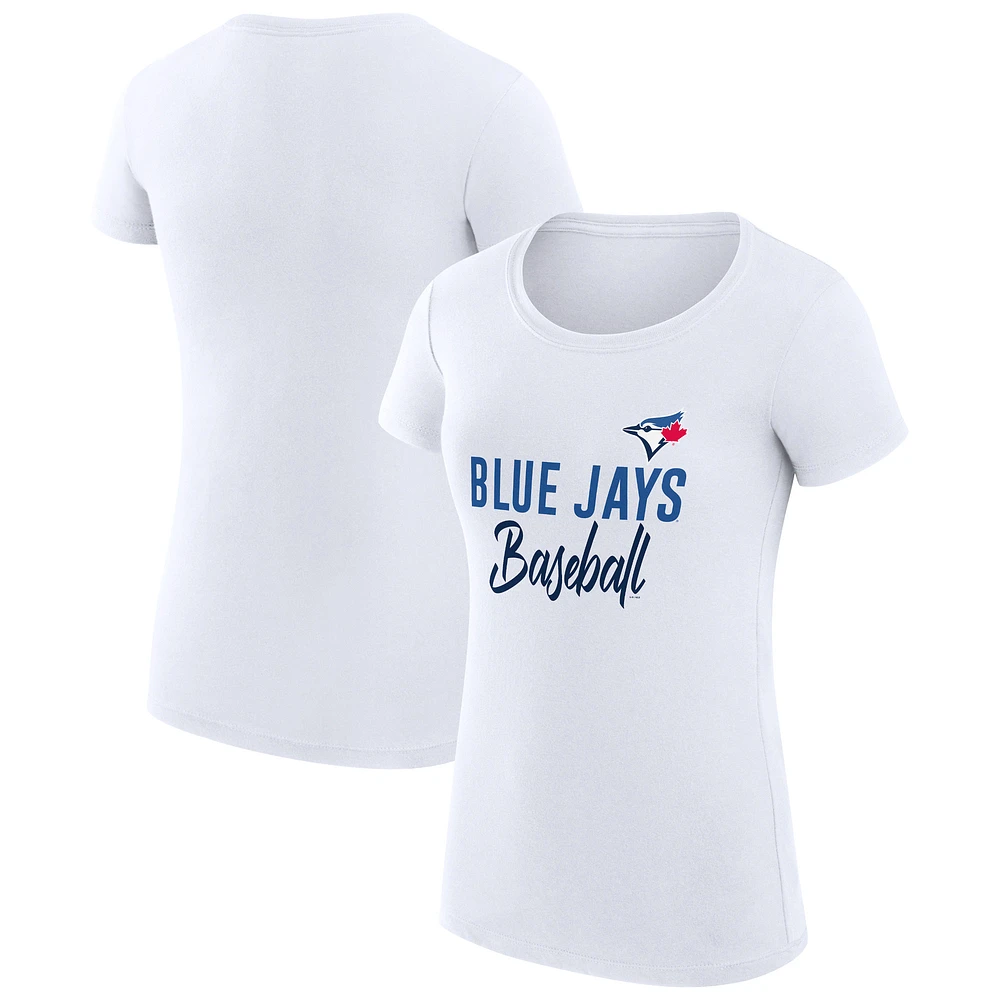 Women's G-III 4Her by Carl Banks White Toronto Blue Jays Super-Slim Fit Lightweight Team Graphic T-Shirt