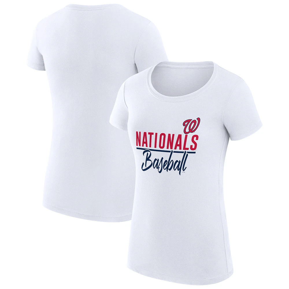 Women's G-III 4Her by Carl Banks White Washington Nationals Super-Slim Fit Lightweight Team Graphic T-Shirt