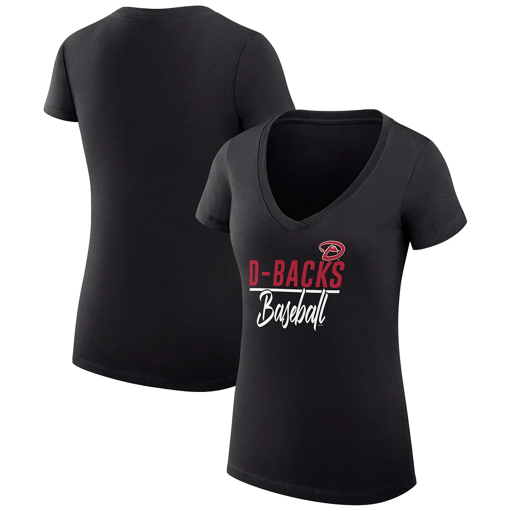 Women's G-III 4Her by Carl Banks Arizona Diamondbacks Super-Slim Fit Lightweight Team Graphic V-Neck T-Shirt