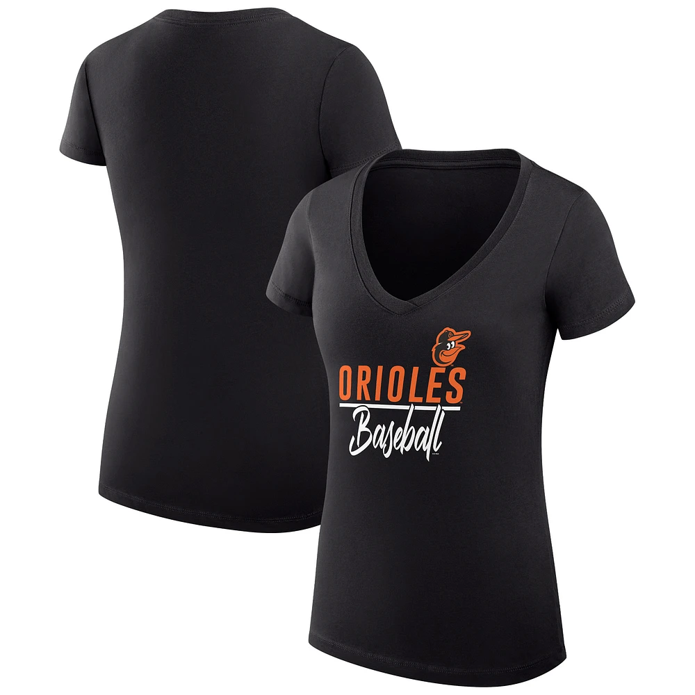 Women's G-III 4Her by Carl Banks Baltimore Orioles Super-Slim Fit Lightweight Team Graphic V-Neck T-Shirt