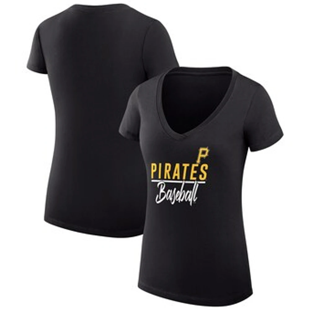 Women's G-III 4Her by Carl Banks Pittsburgh Pirates Super-Slim Fit Lightweight Team Graphic V-Neck T-Shirt