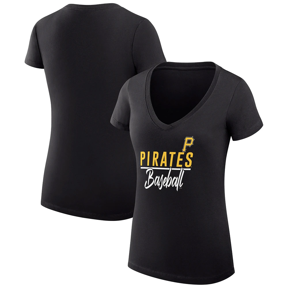 Women's G-III 4Her by Carl Banks Pittsburgh Pirates Super-Slim Fit Lightweight Team Graphic V-Neck T-Shirt