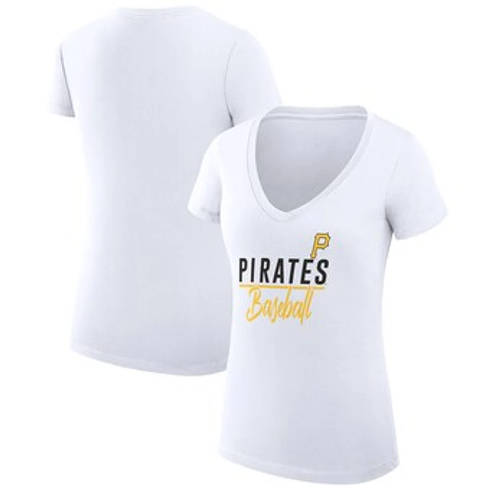 Women's G-III 4Her by Carl Banks Pittsburgh Pirates Super-Slim Fit Lightweight Team Graphic V-Neck T-Shirt