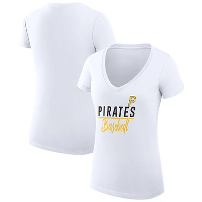 Women's G-III 4Her by Carl Banks Pittsburgh Pirates Super-Slim Fit Lightweight Team Graphic V-Neck T-Shirt