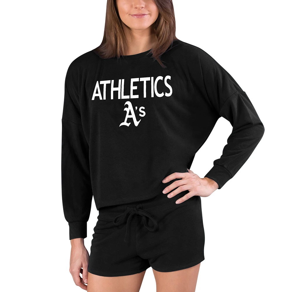 Women's Concepts Sport Black Athletics Gather Long Sleeve Top & Shorts Set