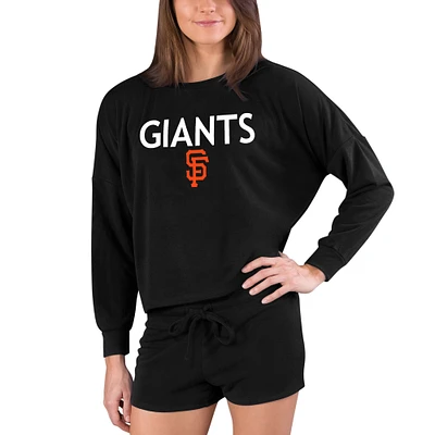 Women's Concepts Sport Black San Francisco Giants Gather Long Sleeve Top & Shorts Set