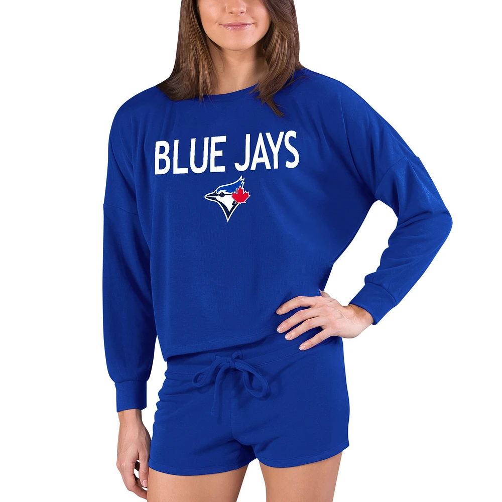 Women's Concepts Sport Royal Toronto Blue Jays Gather Long Sleeve Top & Shorts Set