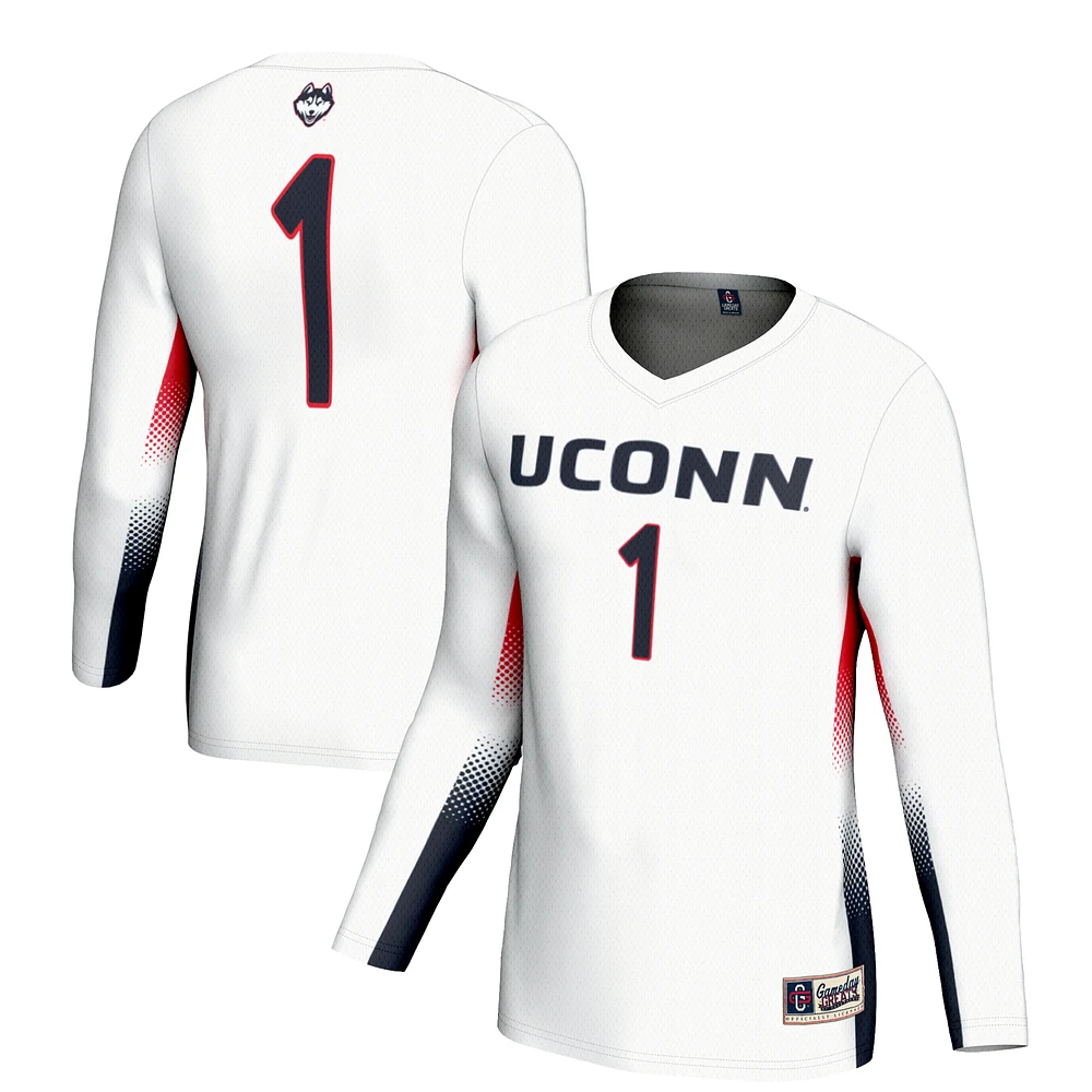 Youth GameDay Greats #1 White UConn Huskies Lightweight Women's Volleyball Jersey
