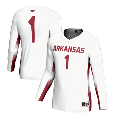 Unisex GameDay Greats #1 White Arkansas Razorbacks Lightweight Volleyball Jersey