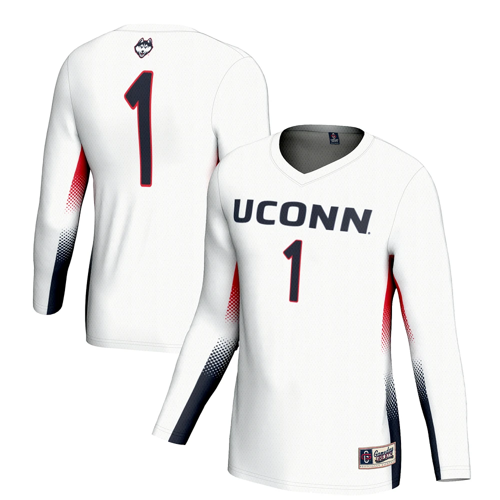 Unisex GameDay Greats #1 White UConn Huskies Lightweight Volleyball Jersey