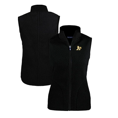 Women's Cutter & Buck Black Athletics Cascade Eco Sherpa Fleece Full-Zip Vest