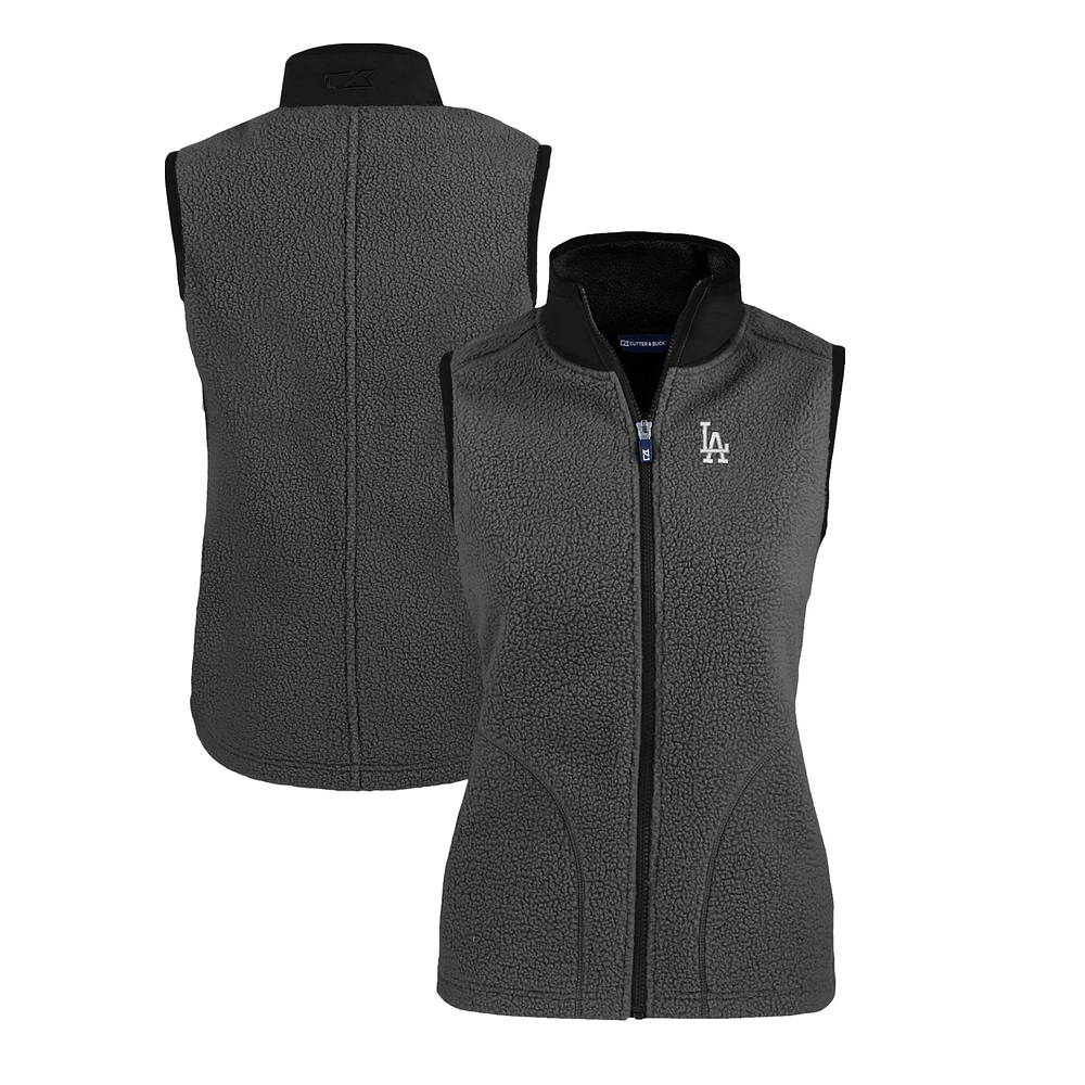 Women's Cutter & Buck Steel Los Angeles Dodgers Cascade Eco Sherpa Fleece Full-Zip Vest
