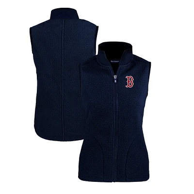 Women's Cutter & Buck Navy Boston Red Sox Cascade Eco Sherpa Fleece Full-Zip Vest