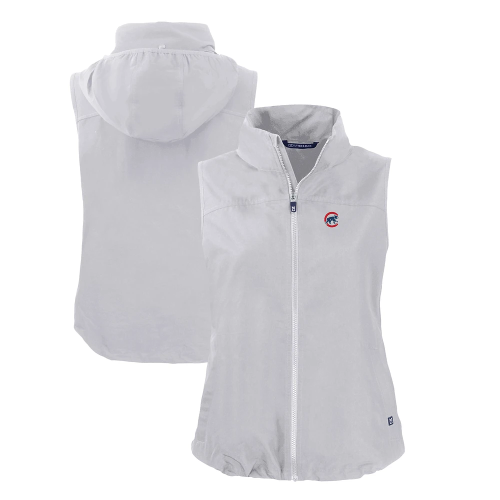 Women's Cutter & Buck Gray Chicago Cubs Charter Eco Recycled Full-Zip Vest