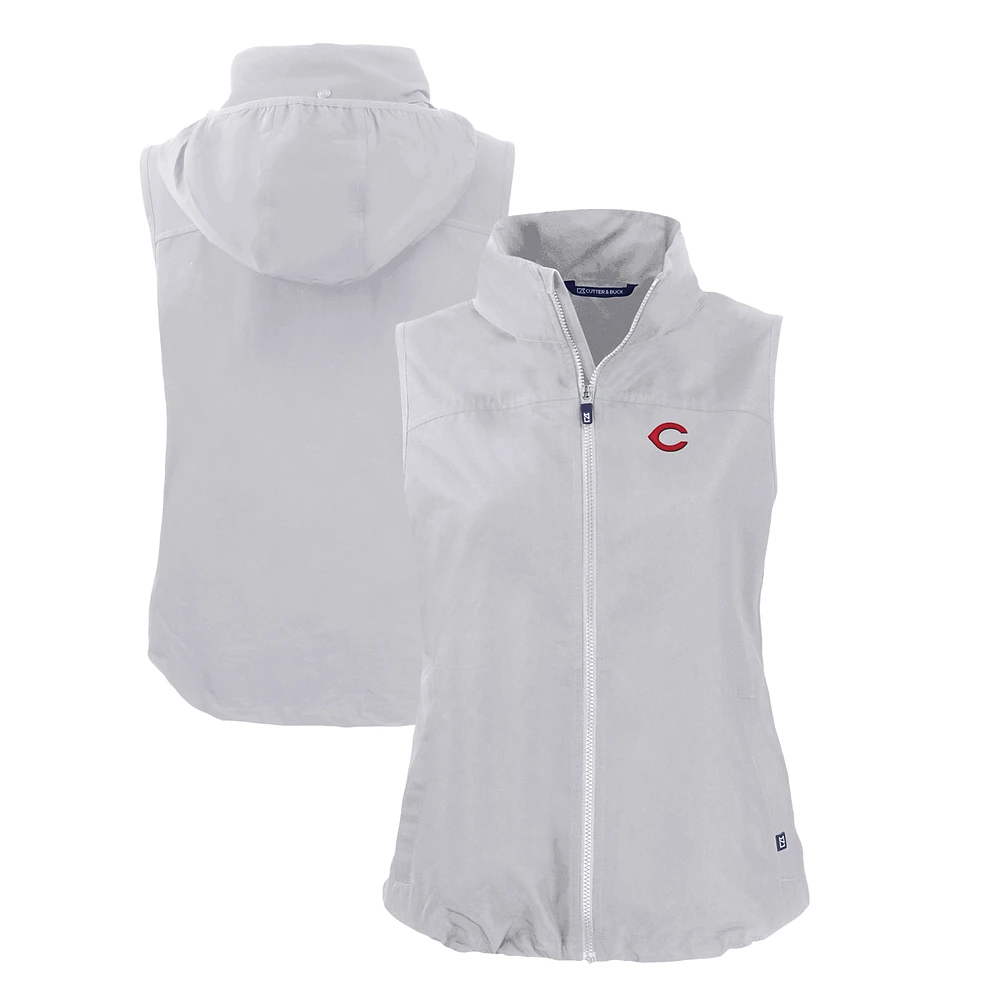 Women's Cutter & Buck Gray Cincinnati Reds Charter Eco Recycled Full-Zip Vest