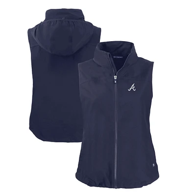 Women's Cutter & Buck Navy Atlanta Braves Charter Eco Recycled Full-Zip Vest