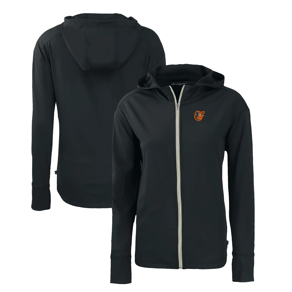 Women's Cutter & Buck Black Baltimore Orioles Daybreak Eco Recycled Full-Zip Hoodie