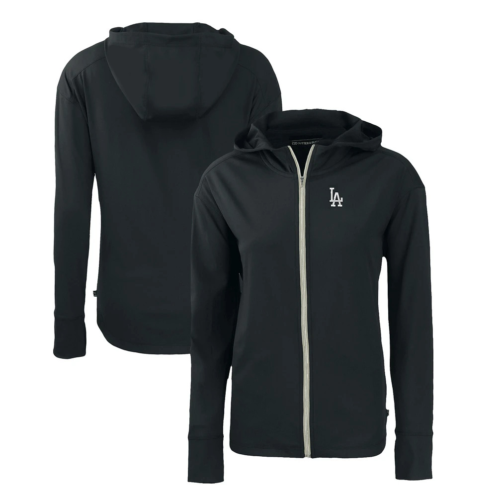 Women's Cutter & Buck Black Los Angeles Dodgers Daybreak Eco Recycled Full-Zip Hoodie