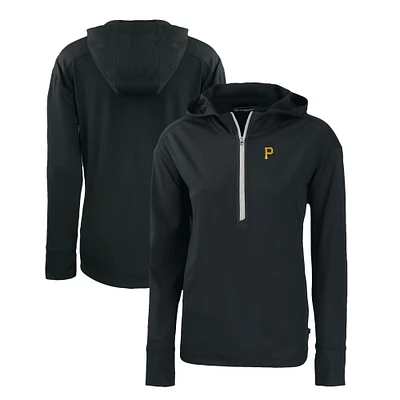 Women's Cutter & Buck Black Pittsburgh Pirates Daybreak Eco Recycled Half-Zip Hoodie