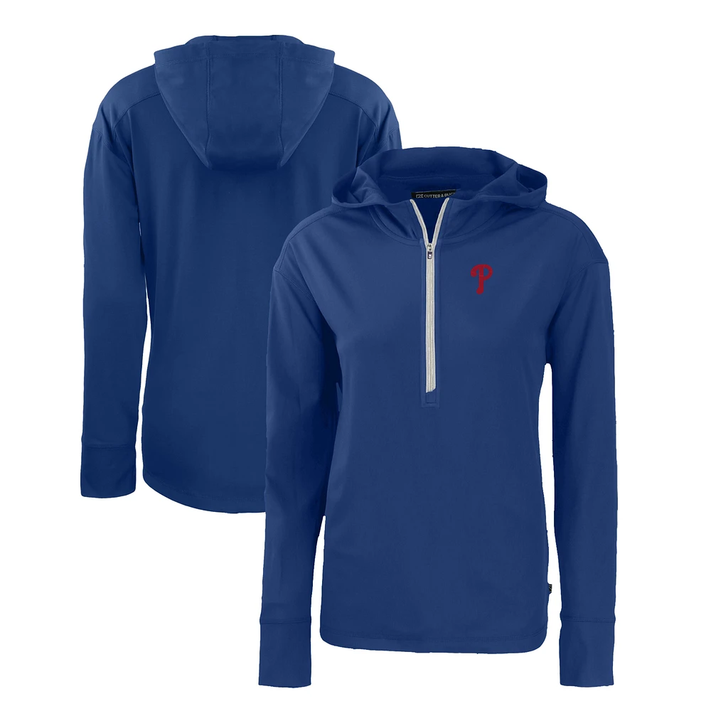 Women's Cutter & Buck Royal Philadelphia Phillies Daybreak Eco Recycled Half-Zip Hoodie