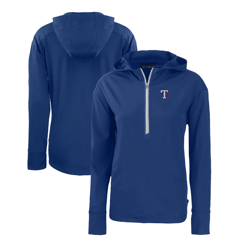 Women's Cutter & Buck Royal Texas Rangers Daybreak Eco Recycled Half-Zip Hoodie