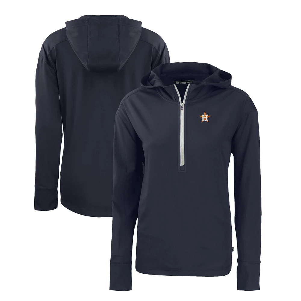 Women's Cutter & Buck Navy Houston Astros Daybreak Eco Recycled Half-Zip Hoodie