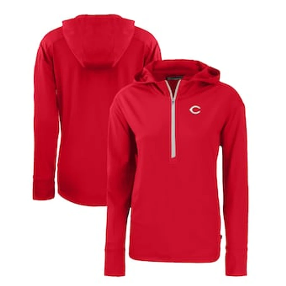 Women's Cutter & Buck Red Cincinnati Reds Daybreak Eco Recycled Half-Zip Hoodie