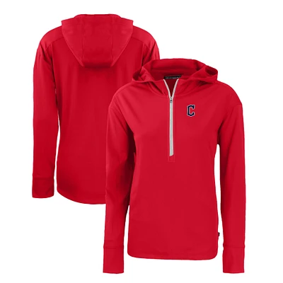 Women's Cutter & Buck Cleveland Guardians Daybreak Eco Recycled Half-Zip Hoodie