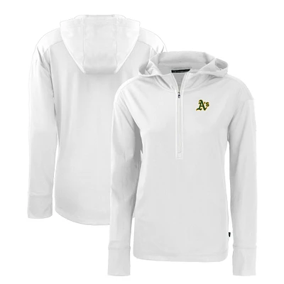 Women's Cutter & Buck White Athletics Daybreak Eco Recycled Half-Zip Hoodie