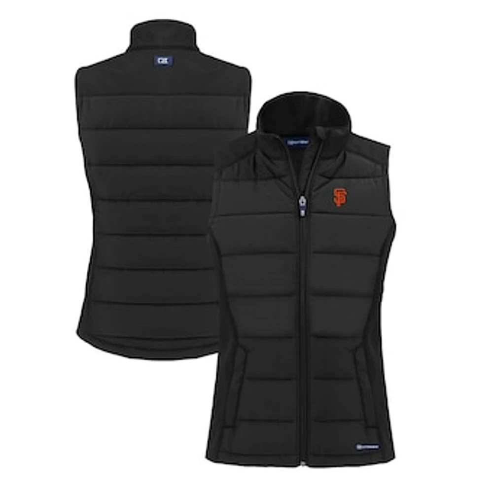 Women's Cutter & Buck Black San Francisco Giants Evoke Hybrid Eco Softshell Recycled Full-Zip Vest