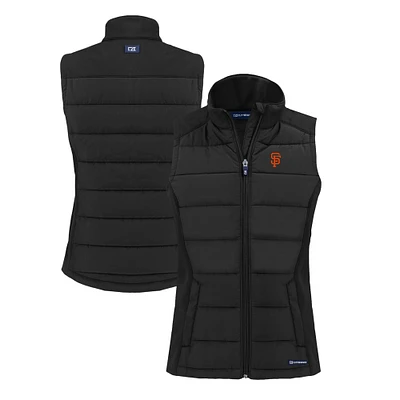 Women's Cutter & Buck Black San Francisco Giants Evoke Hybrid Eco Softshell Recycled Full-Zip Vest