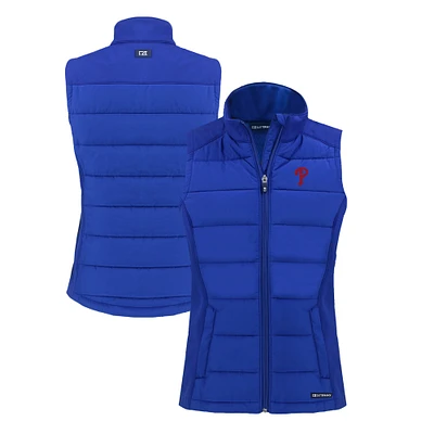 Women's Cutter & Buck Royal Philadelphia Phillies Evoke Hybrid Eco Softshell Recycled Full-Zip Vest