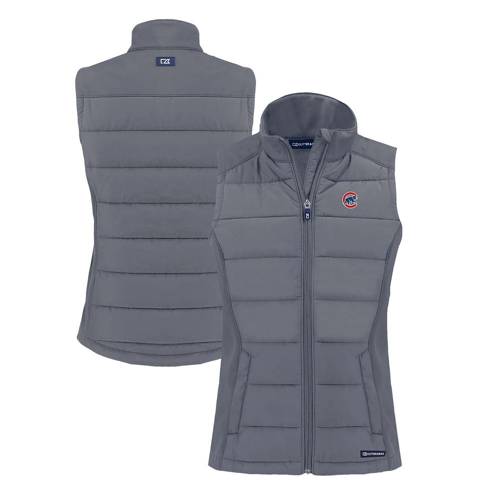 Women's Cutter & Buck Steel Chicago Cubs Evoke Hybrid Eco Softshell Recycled Full-Zip Vest