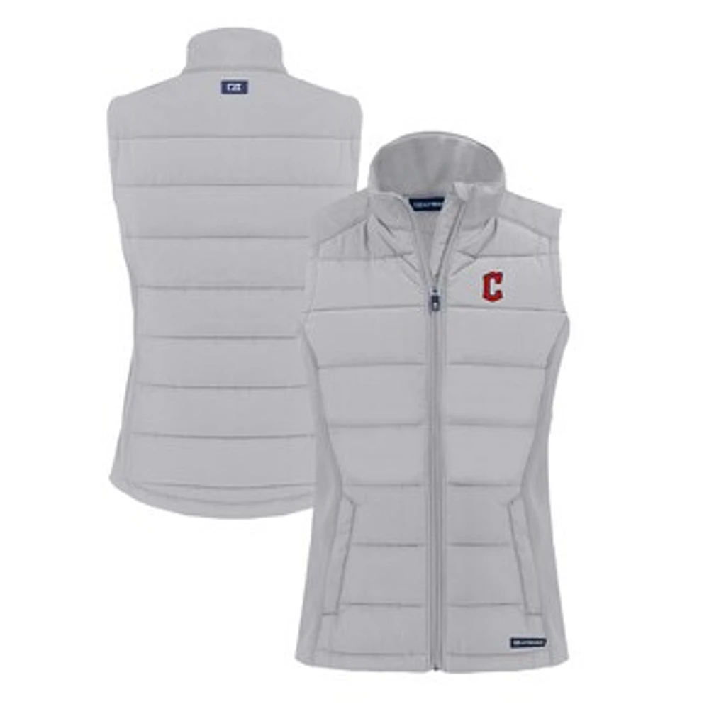 Women's Cutter & Buck Gray Cleveland Guardians Evoke Hybrid Eco Softshell Recycled Full-Zip Vest