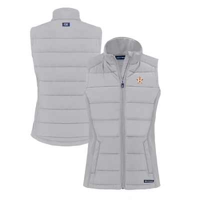 Women's Cutter & Buck Gray Houston Astros Evoke Hybrid Eco Softshell Recycled Full-Zip Vest