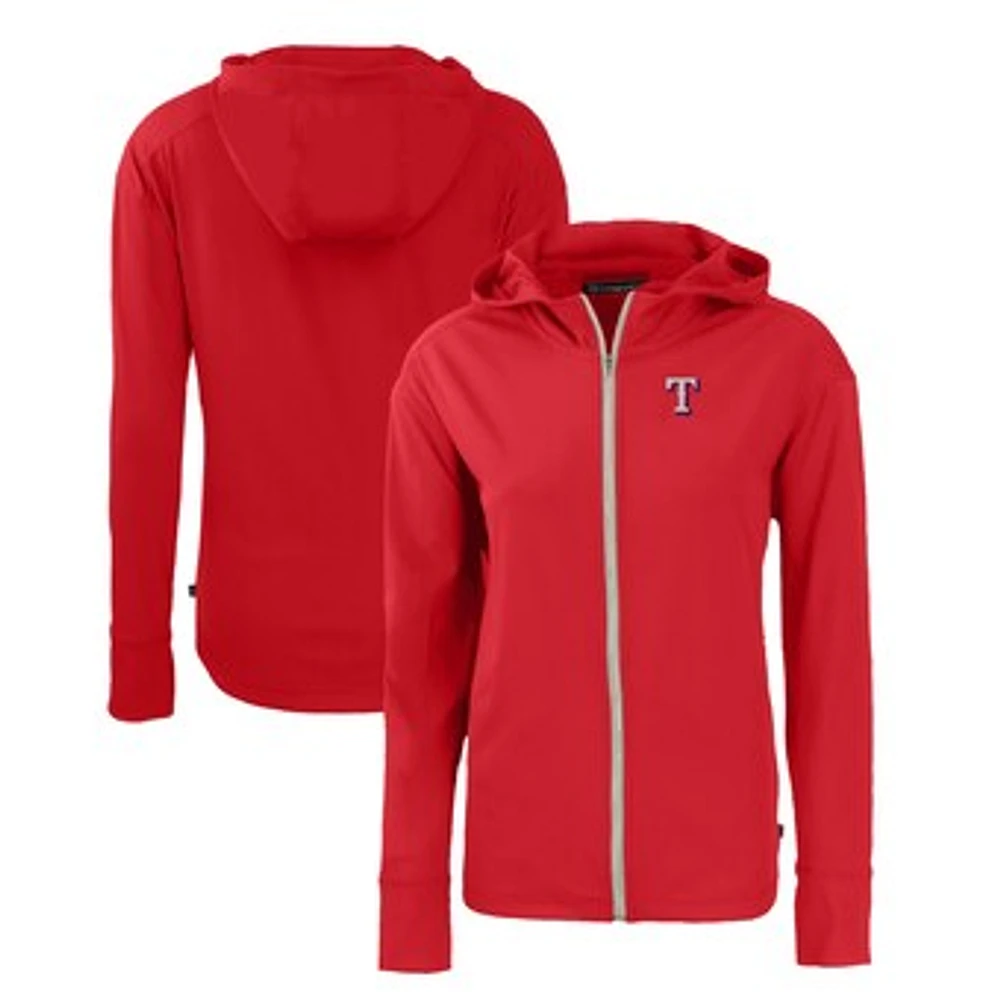 Women's Cutter & Buck Red Texas Rangers Daybreak Eco Recycled Full-Zip Hoodie