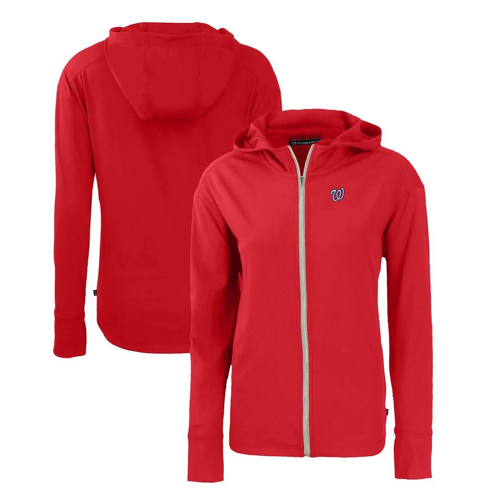 Women's Cutter & Buck Red Washington Nationals Daybreak Eco Recycled Full-Zip Hoodie