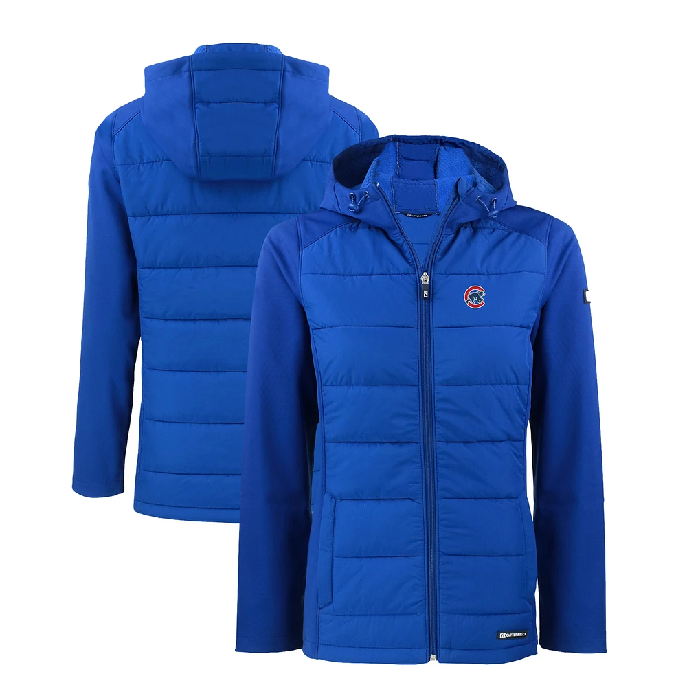 Women's Cutter & Buck Royal Chicago Cubs Evoke Hybrid Eco Softshell Recycled Full-Zip Hoodie Jacket