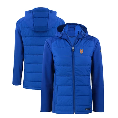 Women's Cutter & Buck Royal New York Mets Evoke Hybrid Eco Softshell Recycled Full-Zip Hoodie Jacket
