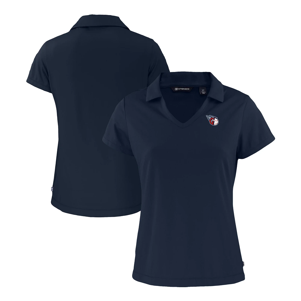 Women's Cutter & Buck Navy Cleveland Guardians Daybreak Eco Recycled V-Neck Polo