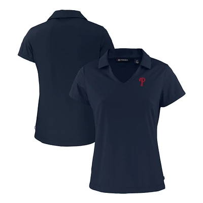 Women's Cutter & Buck Navy Philadelphia Phillies Daybreak Eco Recycled V-Neck Polo