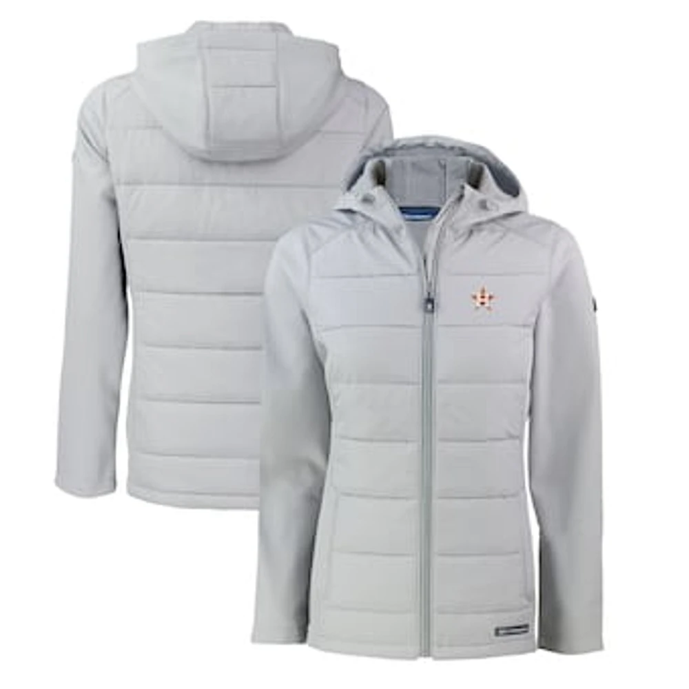 Women's Cutter & Buck Gray Houston Astros Evoke Hybrid Eco Softshell Recycled Full-Zip Hoodie Jacket
