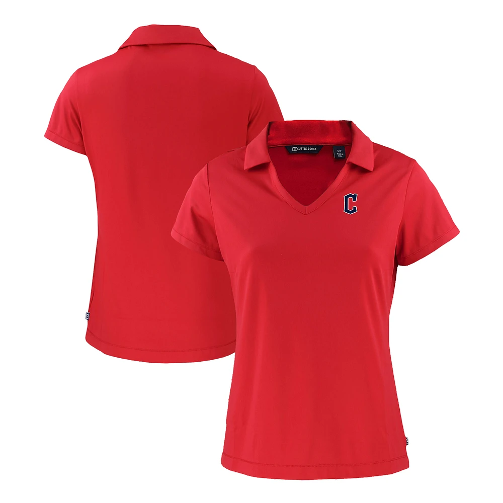 Women's Cutter & Buck Red Cleveland Guardians Daybreak Eco Recycled V-Neck Polo