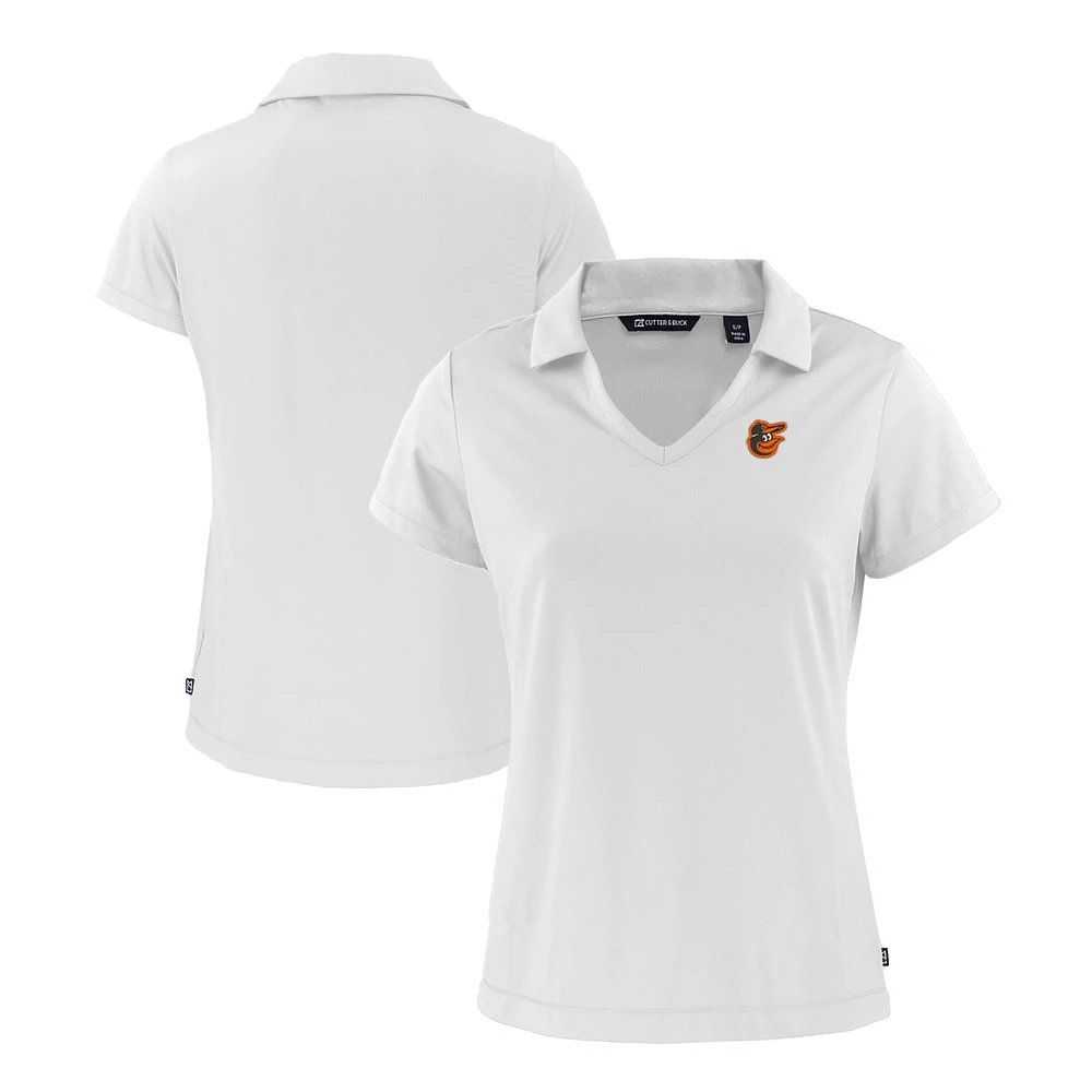 Women's Cutter & Buck White Baltimore Orioles Daybreak Eco Recycled V-Neck Polo