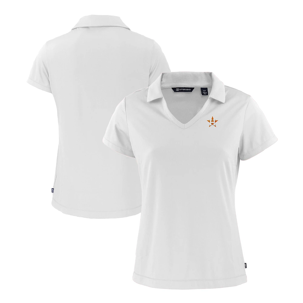 Women's Cutter & Buck White Houston Astros Daybreak Eco Recycled V-Neck Polo
