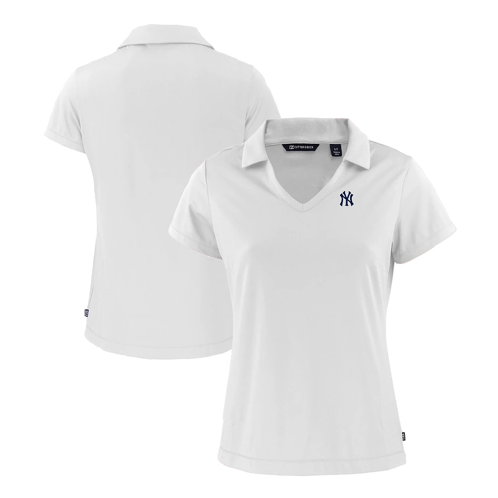 Women's Cutter & Buck White New York Yankees Daybreak Eco Recycled V-Neck Polo